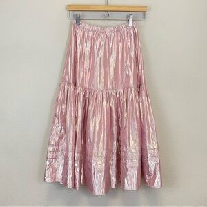 COREY LYNN CALTER Metallic Pink Tiered A Line Brita Skirt Size XS‎ Femenine